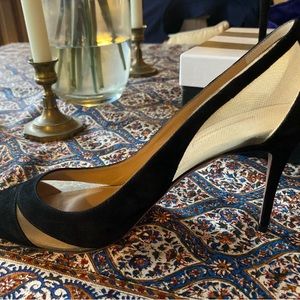 Gorgeous black heels w/ mesh insets. Aquazurra from Saks Fifth Avenue. NIB.